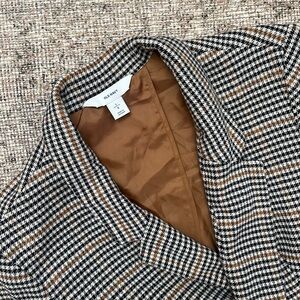 Classic L Neutral Oversized Houndstooth Power Blazer | Old Money Parisian Style